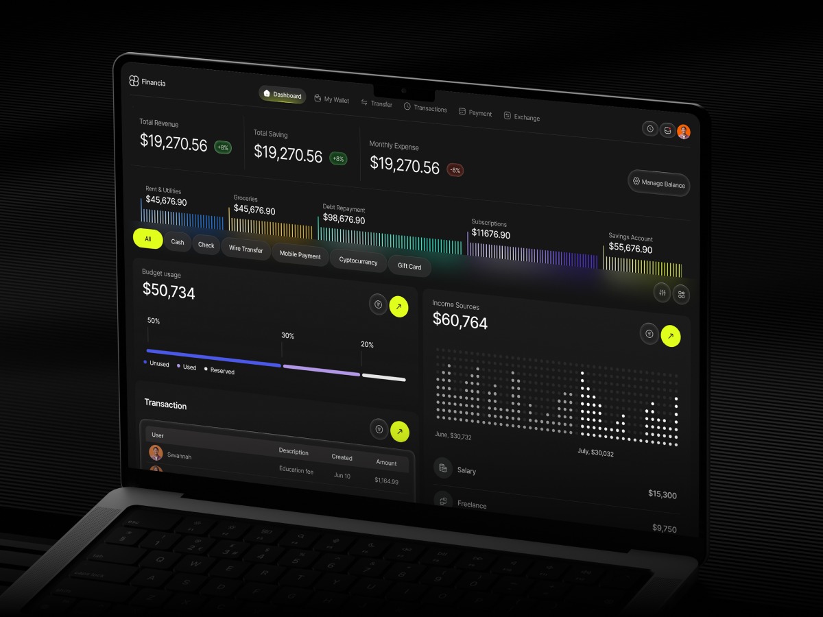Modern Finance Management Dashboard | Financia Image 1