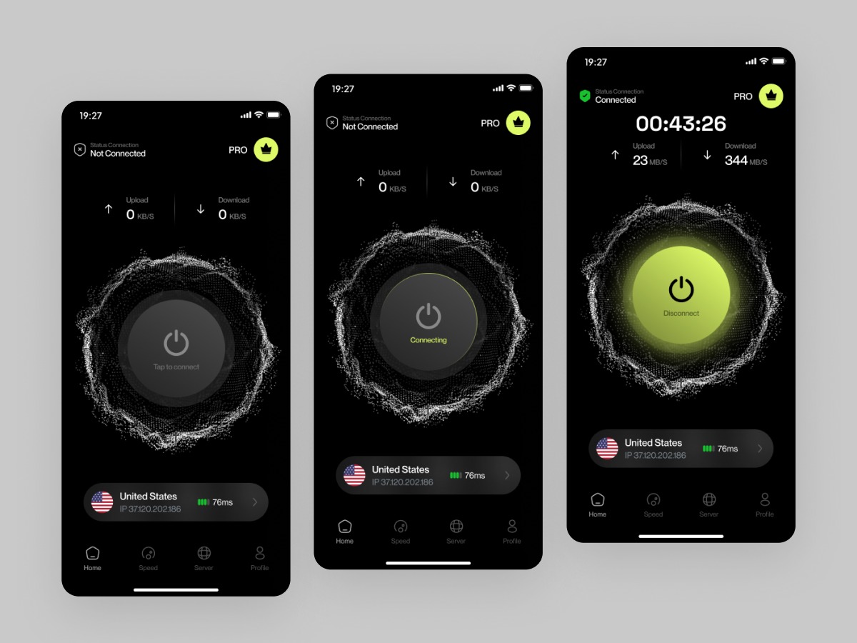 SlyVPN Mobile App Design