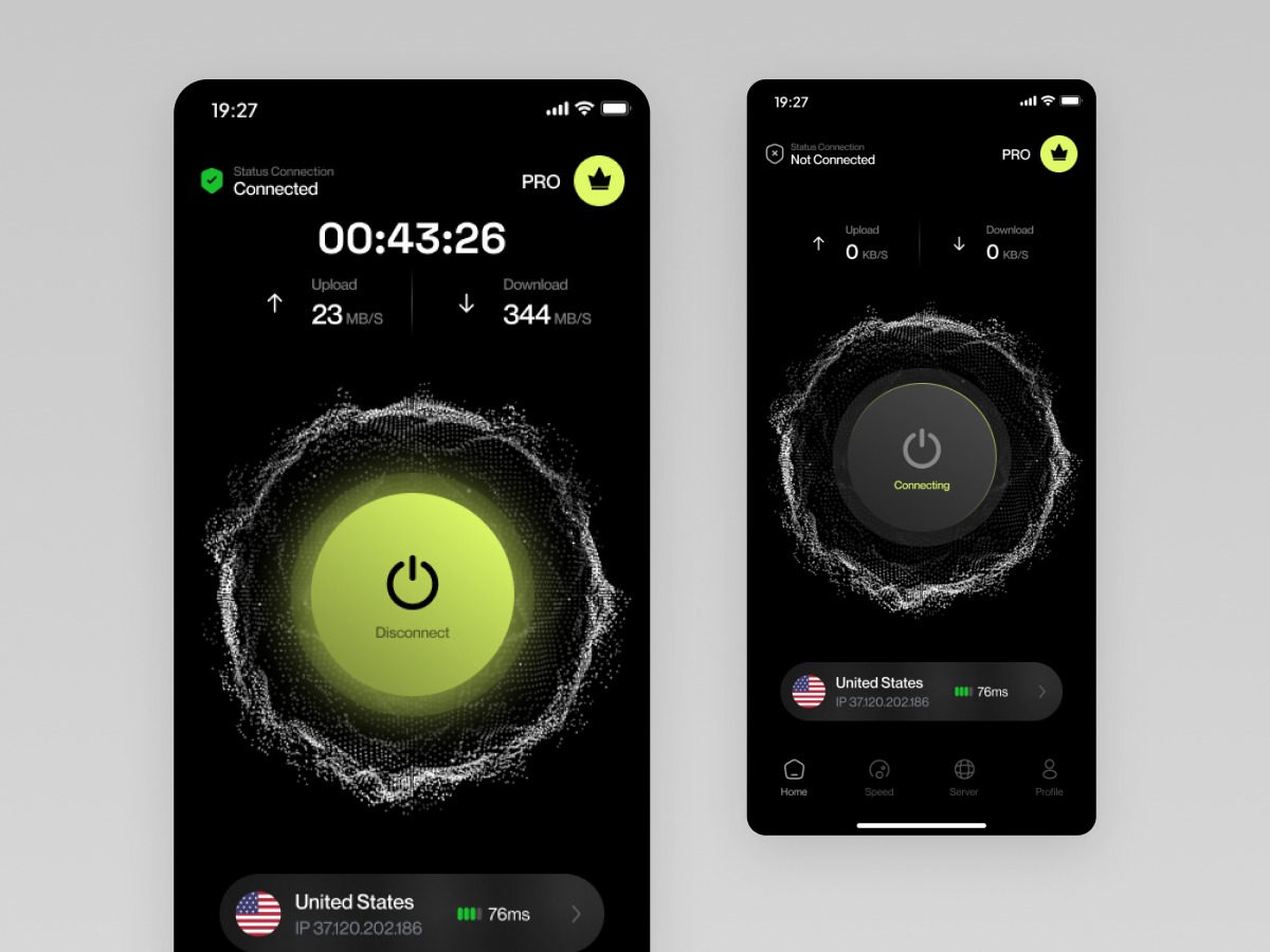 SlyVPN Mobile App Design Image 1