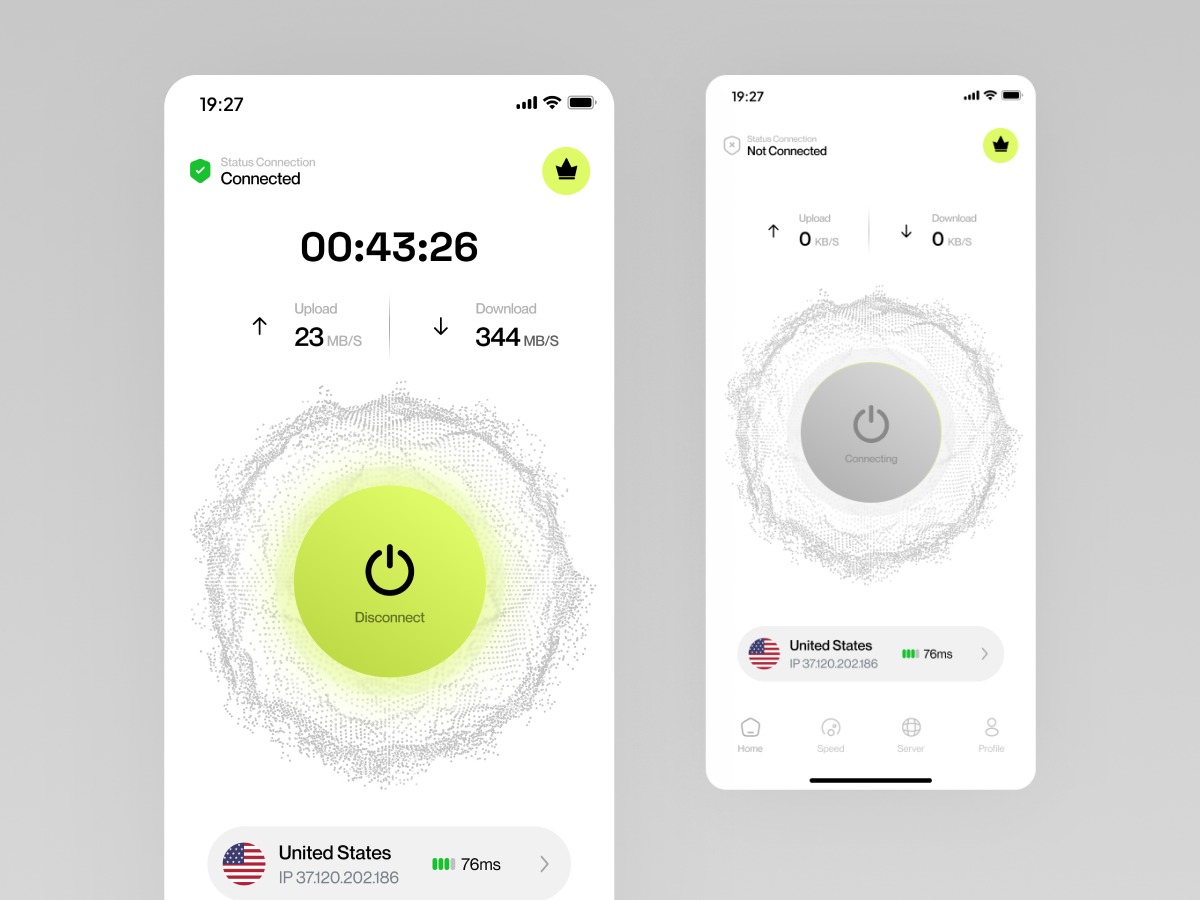 SlyVPN Mobile App Design Image 3