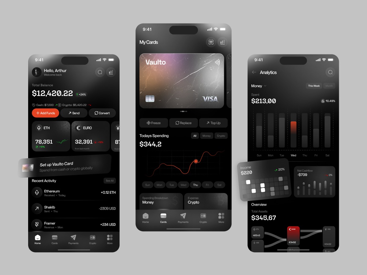Vaulto - Crypto & Finance Dashboard App