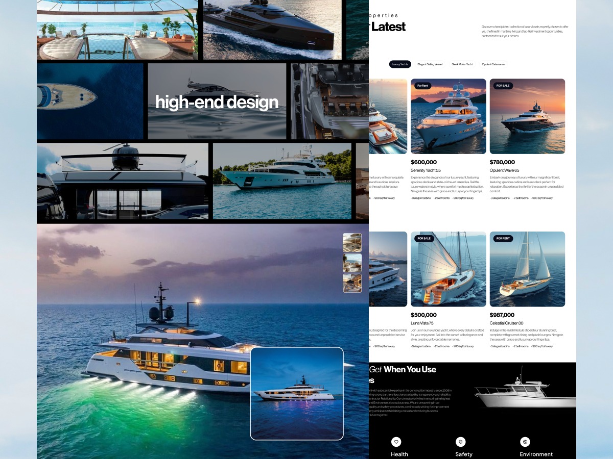 BlueCat - Luxury Yacht & Boat Service Landing Page Design Image 1