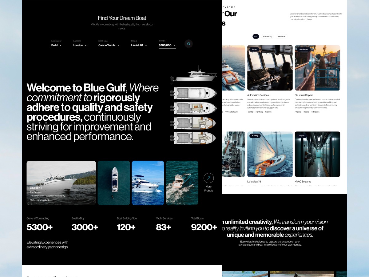 BlueCat - Luxury Yacht & Boat Service Landing Page Design Image 3