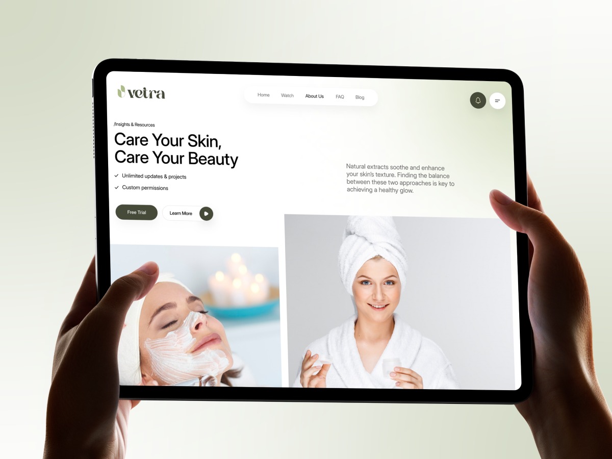 Vetra - Skincare Landing Page Design
