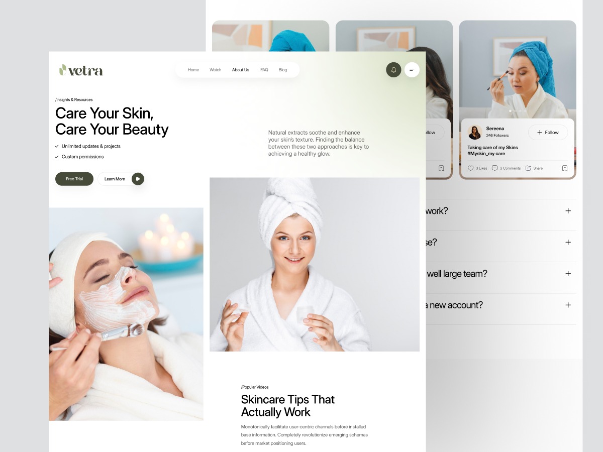 Vetra - Skincare Landing Page Design Image 0