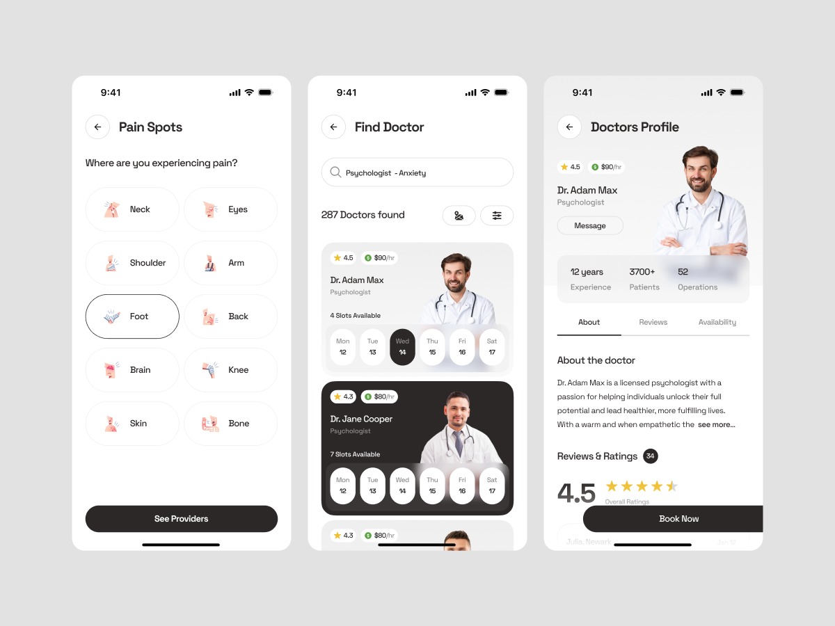 Medical Mobile App - Doctor Search Flow Image 1