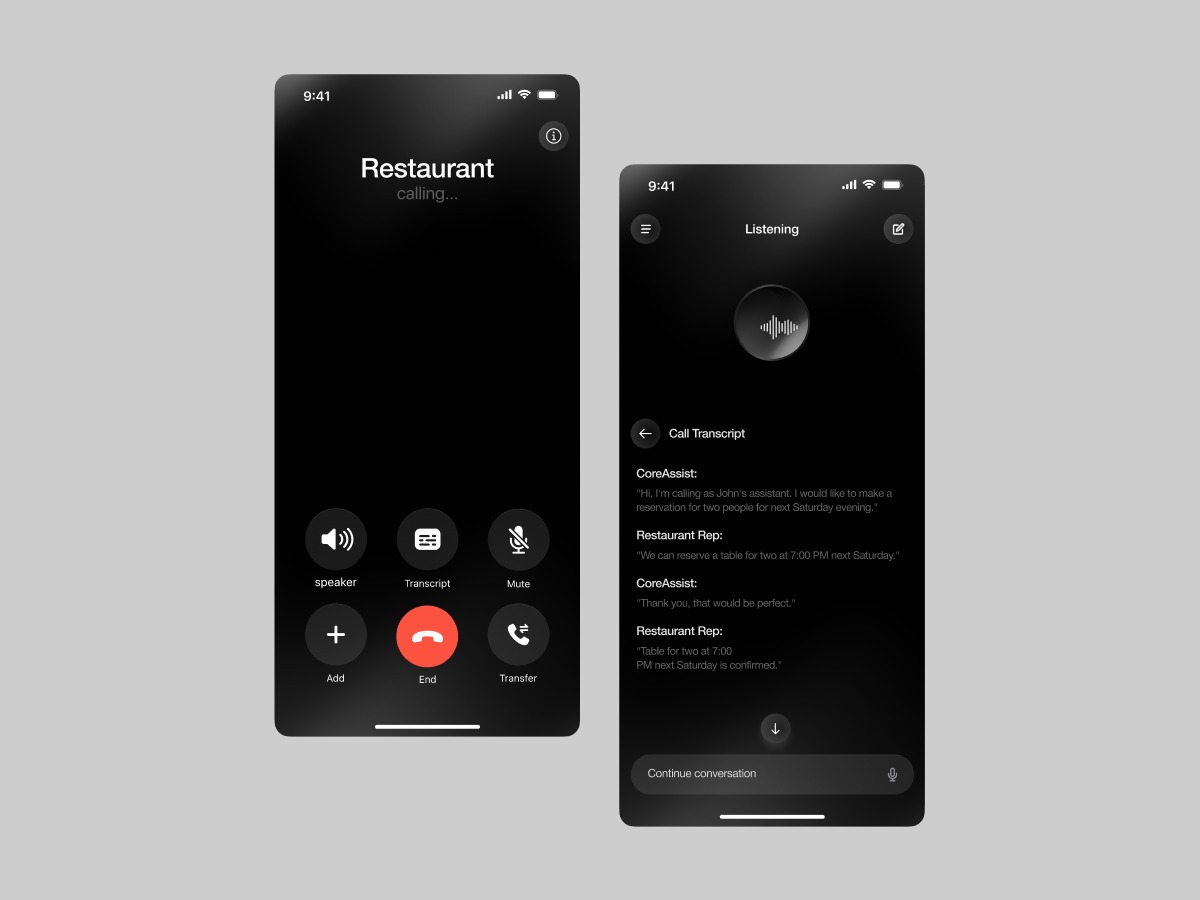 AI Call Assistant App UI – Dark Mode Mobile Design Image 0