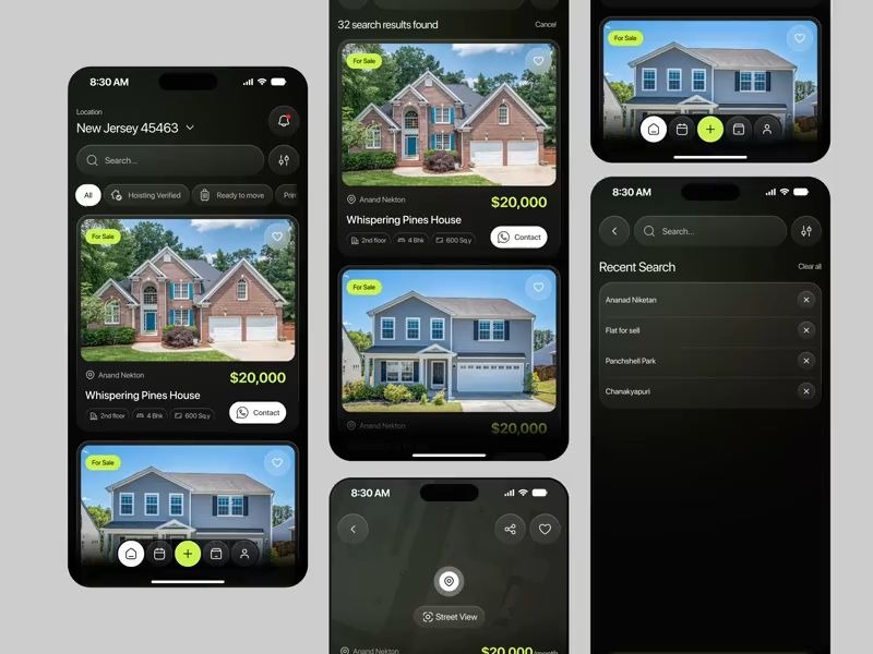 Real Estate Mobile App – Modern Property Search UI by Orbix Studio on Muzli
