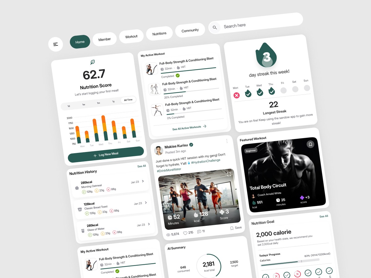Fitness Nutrition Dashboard Design Image 0