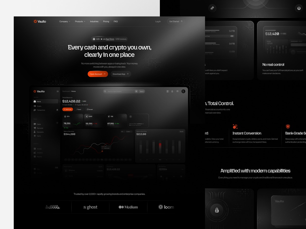 Vaulto - Crypto Web Landing Page Design
