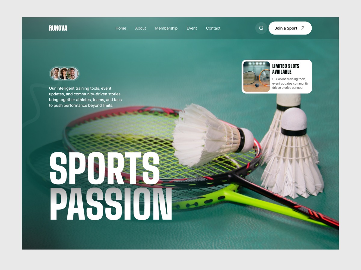 Runova - Sports Center Landing Page Design Image 0