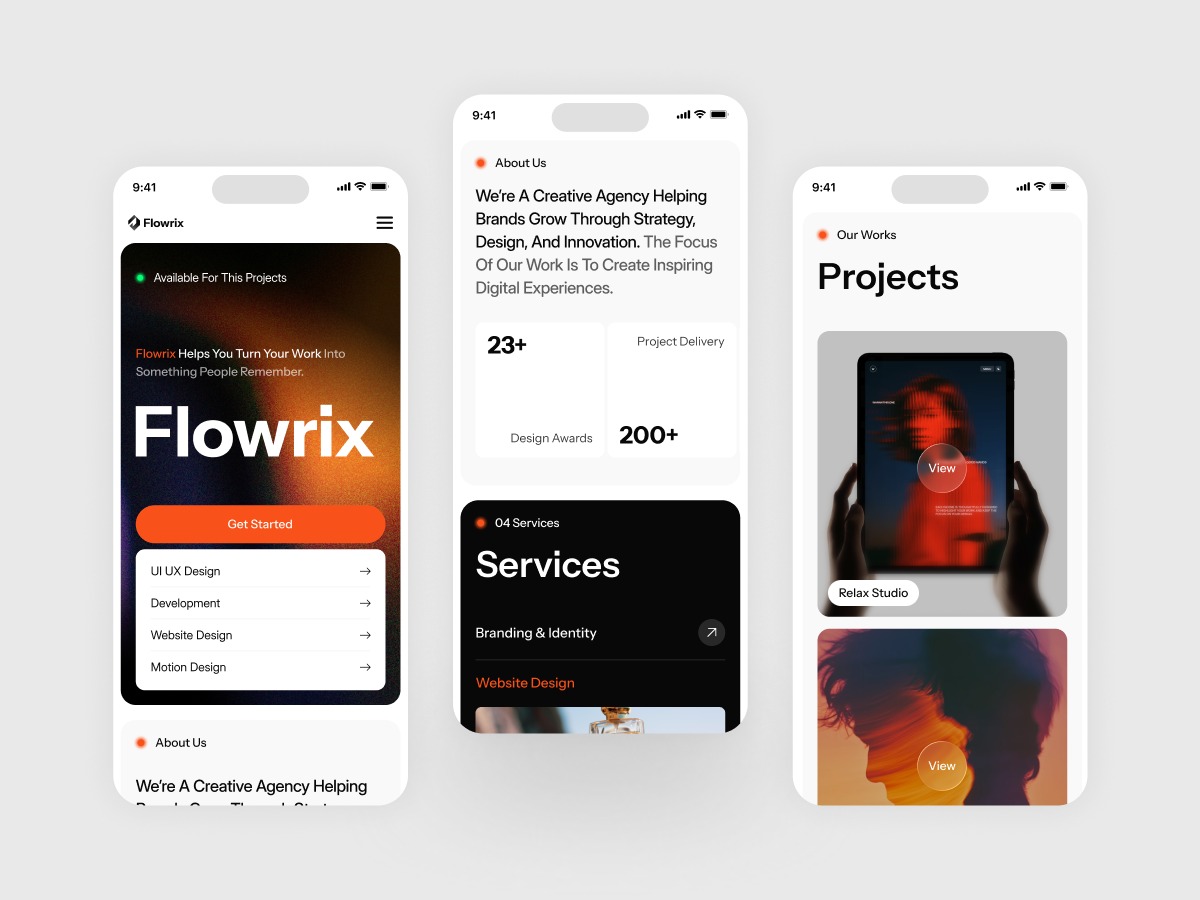 Flowrix - Creative Agency Responsive Mobile App Design Image 0