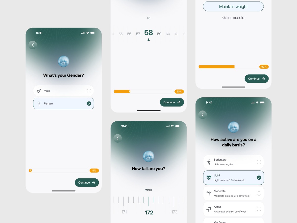 Fitness Nutrition App Design - Workout Goal Setup Flow Image 2