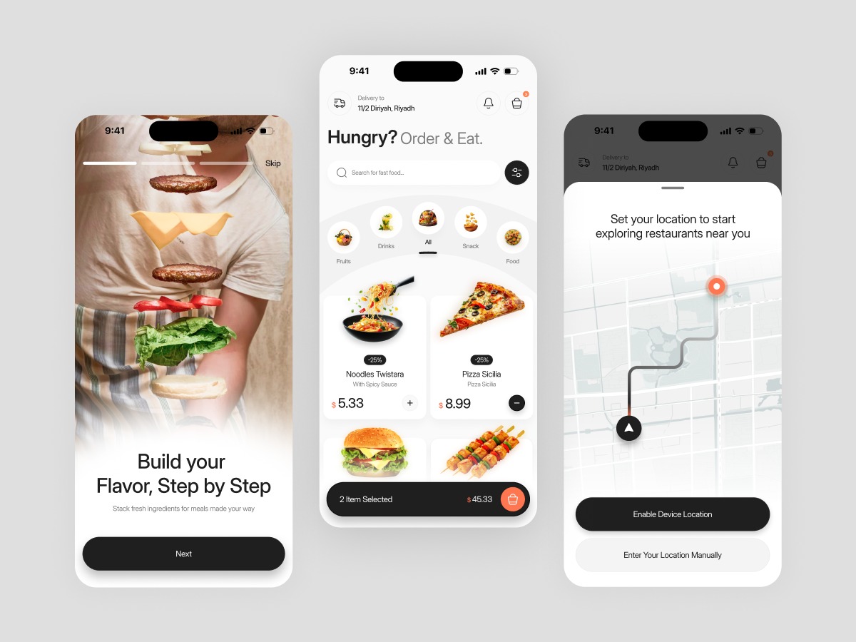 Food Delivery App UI Design - Ordering Flow Image 1