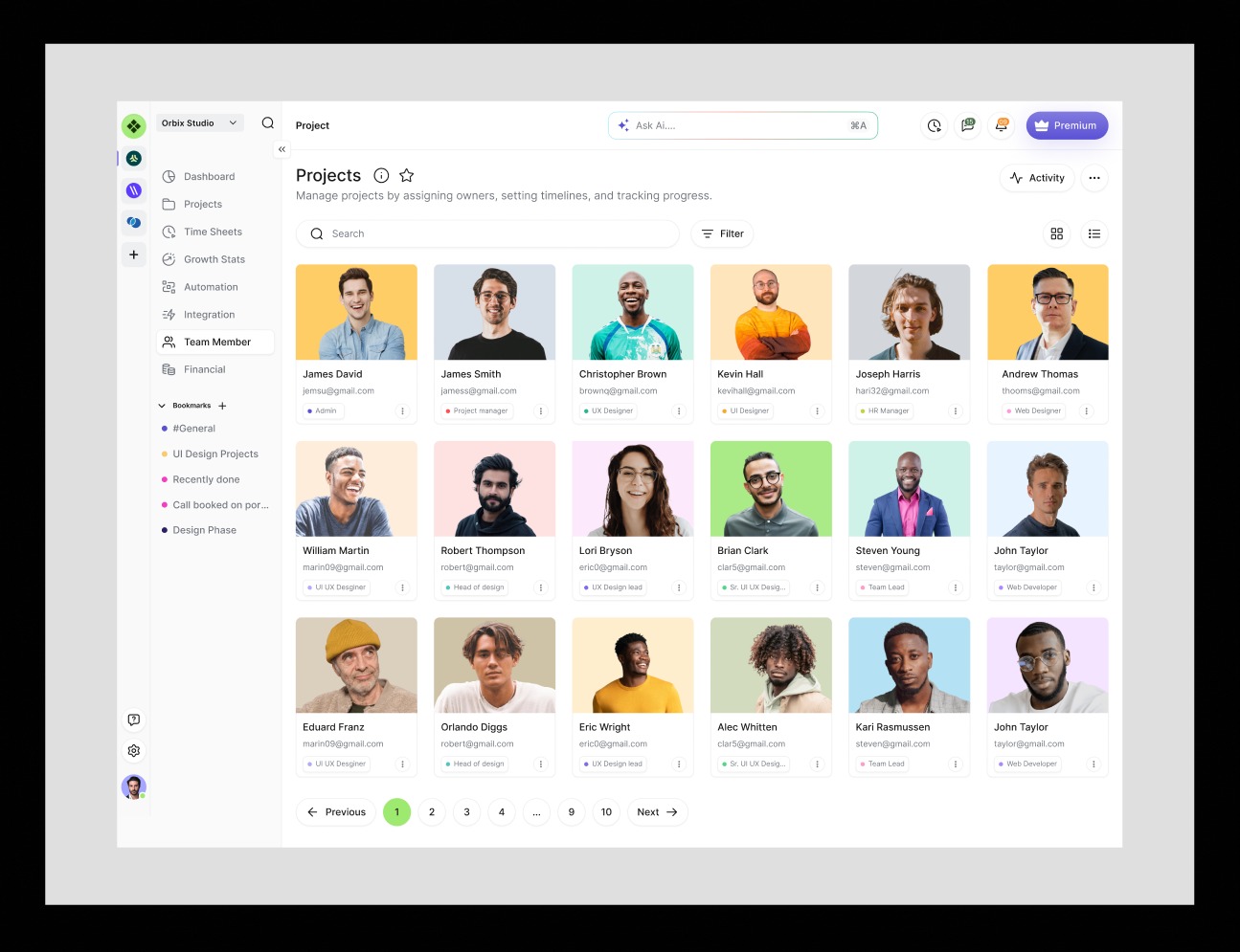 Project Management Dashboard – Team Members Overview Image 1