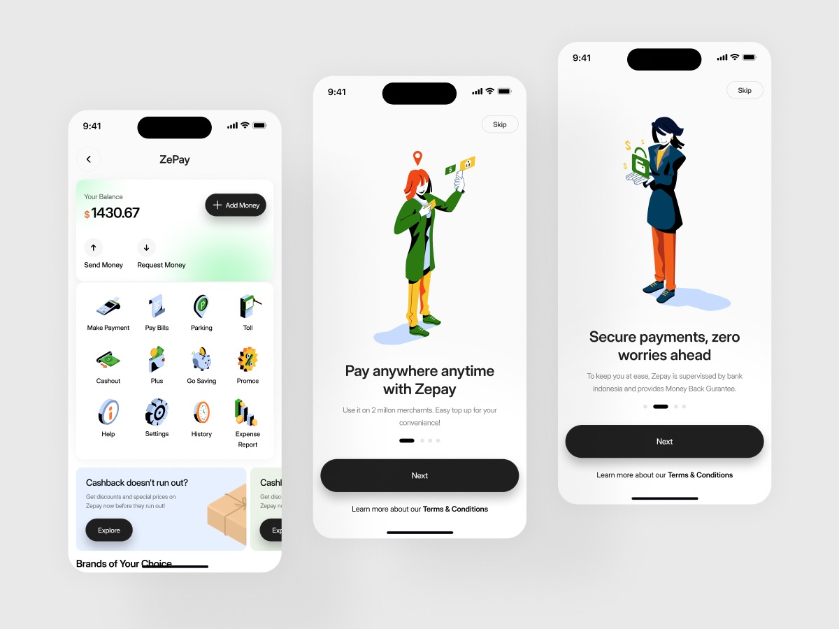 Zevoa-  Digital Wallet Onboarding & Dashboard UI Image 1