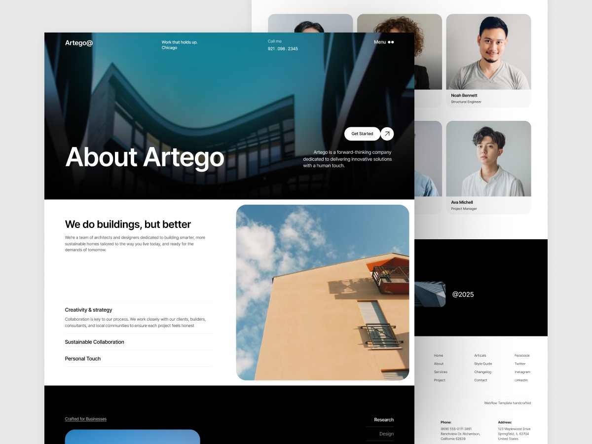 About Artego – Modern Architecture Agency Website | Clean Minimal UI Design