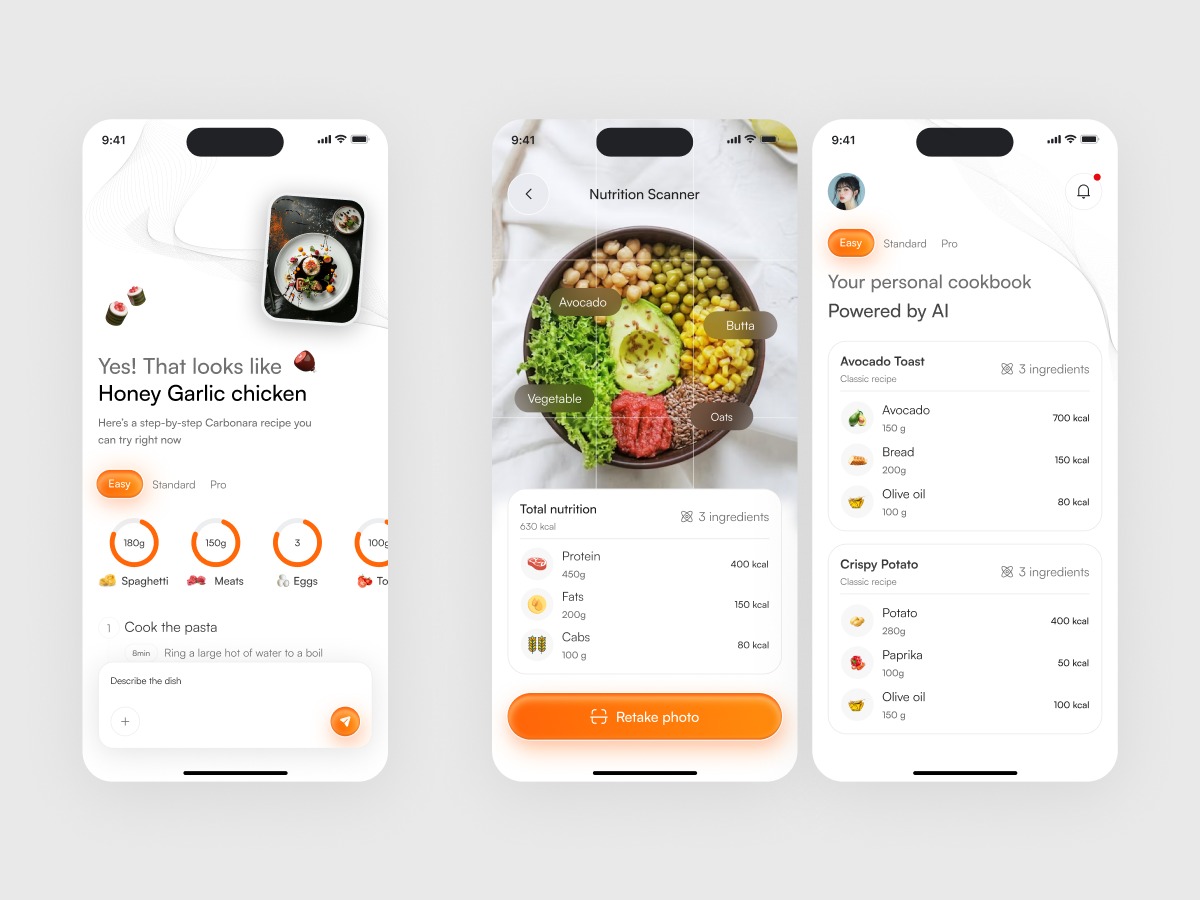 AI Food Scanner App UI — Nutrition Analysis & Smart Recipes (iOS Design) Image 2