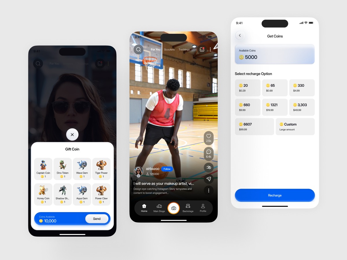 Modern Social Video App UI for Creator Monetization Image 0