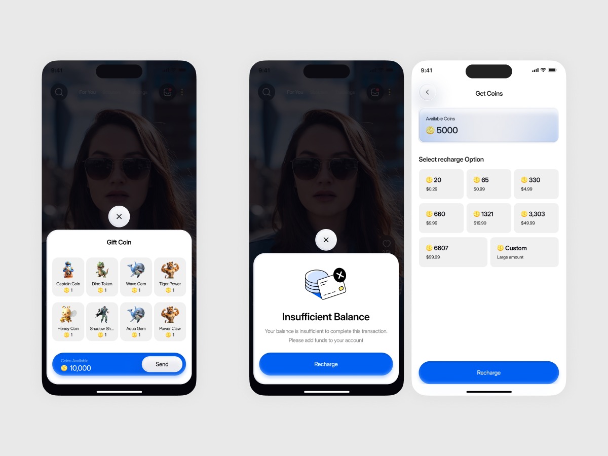 Modern Social Video App UI for Creator Monetization Image 1