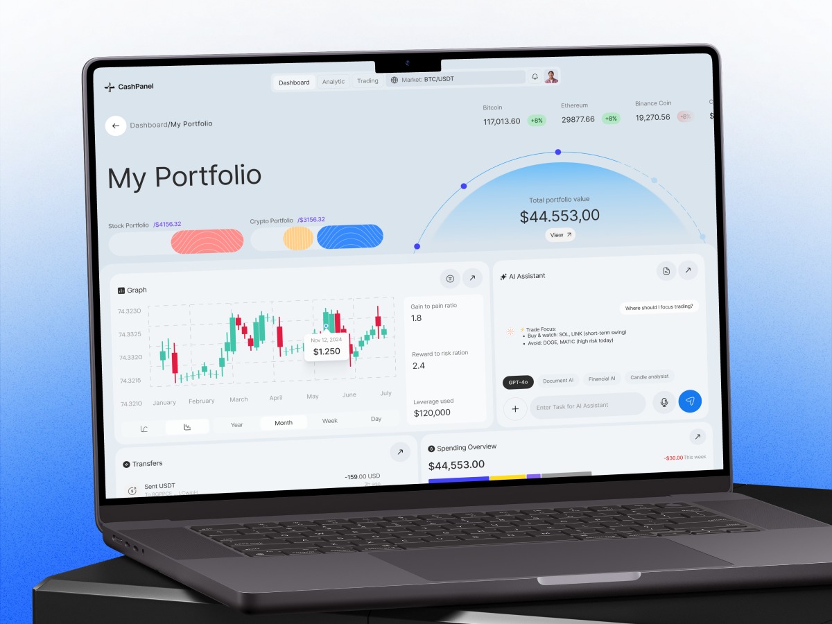 CashPanel – Modern Fintech Dashboard UI for Crypto & Investment Management Image 1
