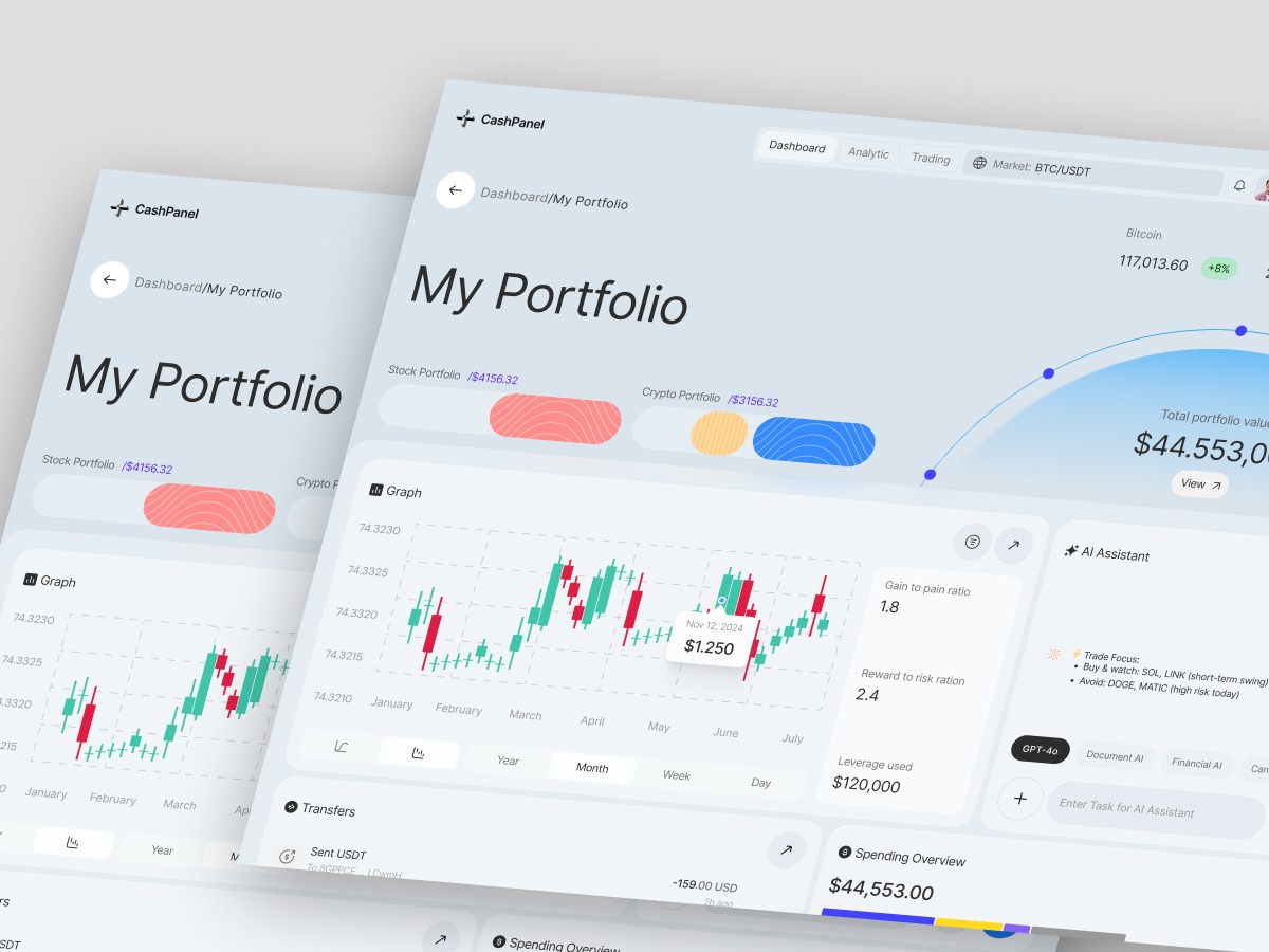 CashPanel – Modern Fintech Dashboard UI for Crypto & Investment Management Image 2