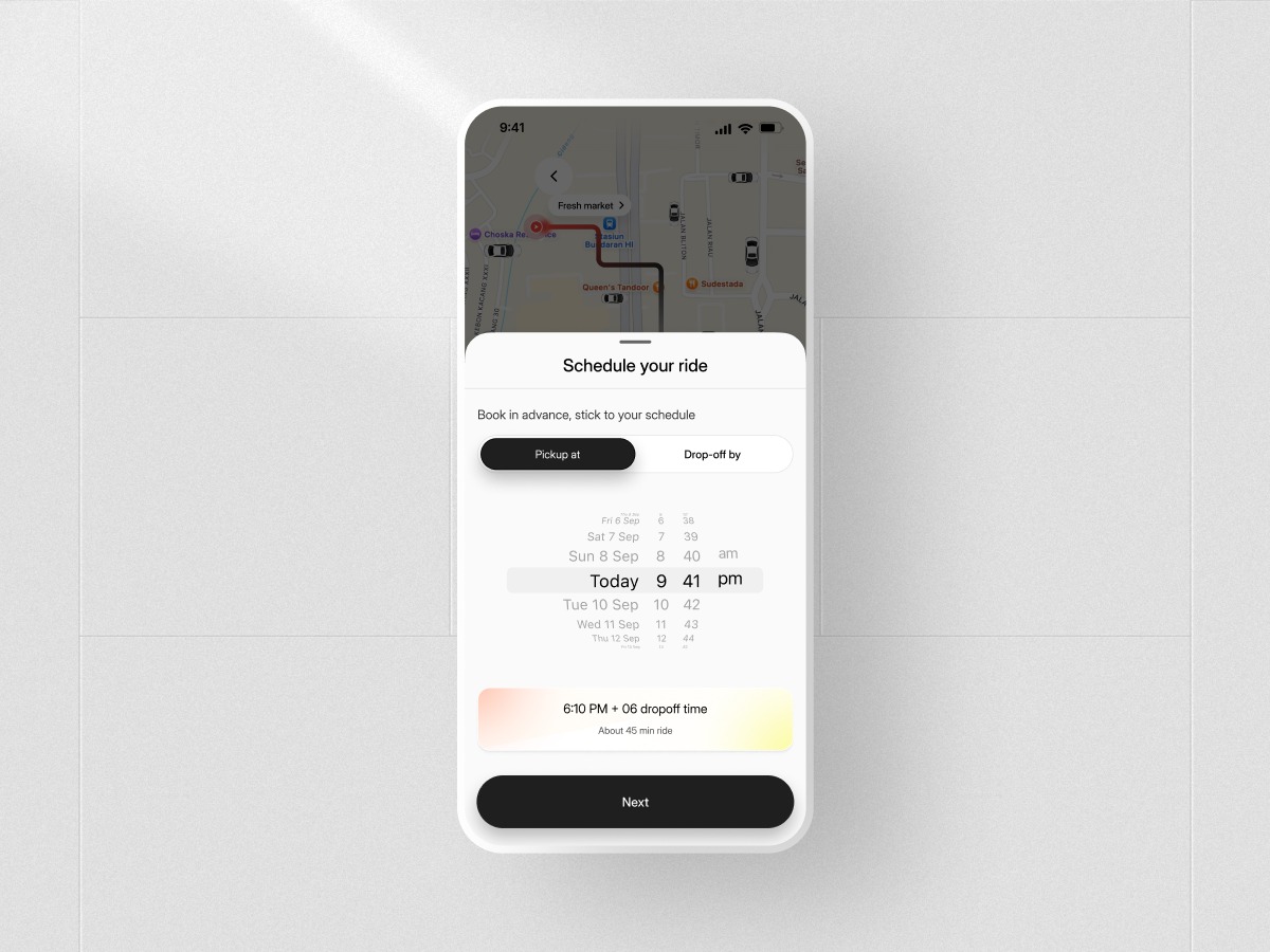 Ride Booking App UI UX Design | Map-Based Pickup Flow Image 1
