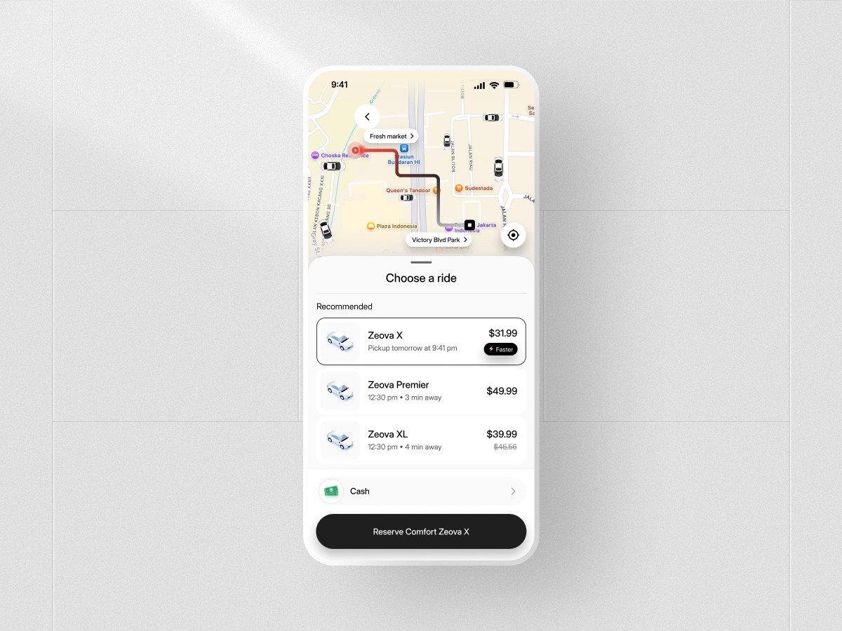 Ride Booking App UI UX Design | Map-Based Pickup Flow Image 2