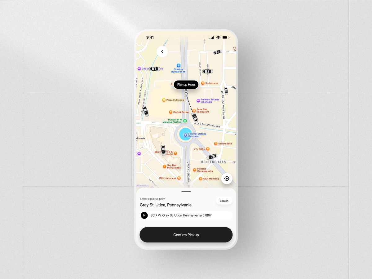 Ride Booking App UI UX Design | Map-Based Pickup Flow Image 3