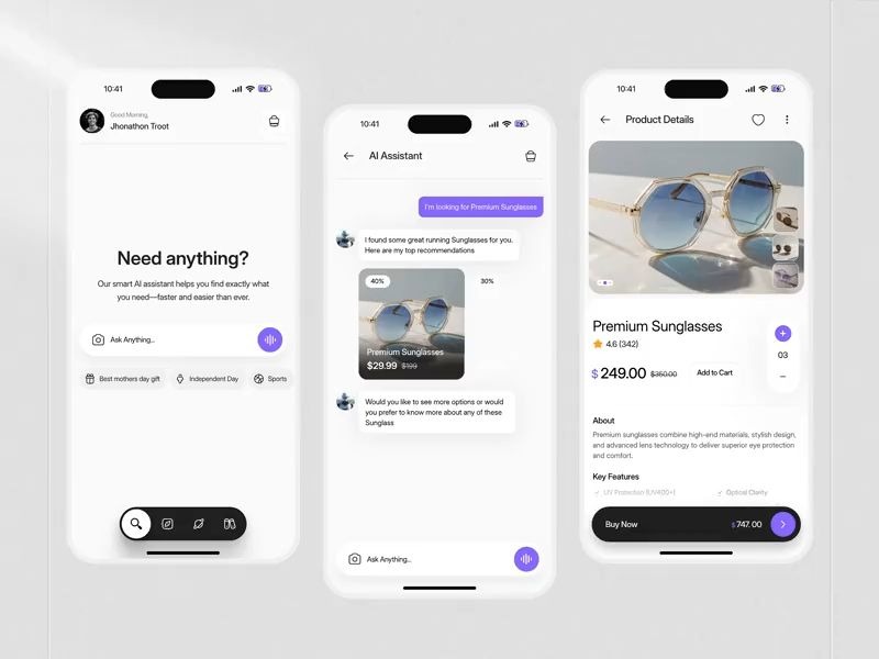 AI Shopping Assistant | E-commerce Mobile App UI by Orbix Studio on Muzli