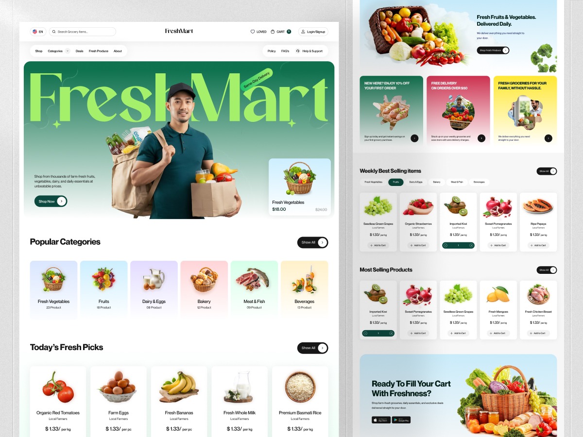 FreshMart  Grocery & Fresh Delivery Website Design Image 2