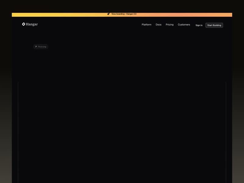 Hangar - AI Agent Website - Pricing