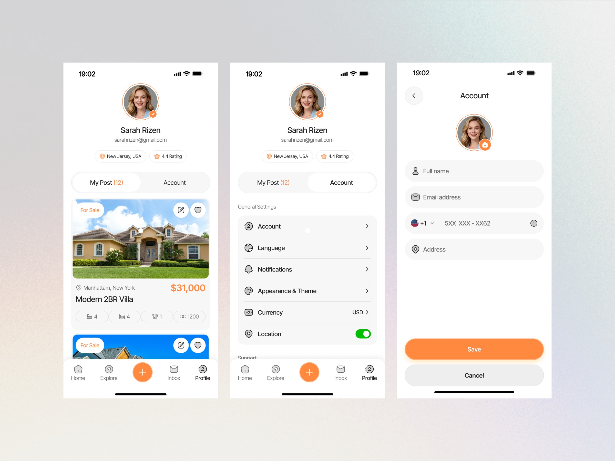 Real Estate App User Profile UI Image 0
