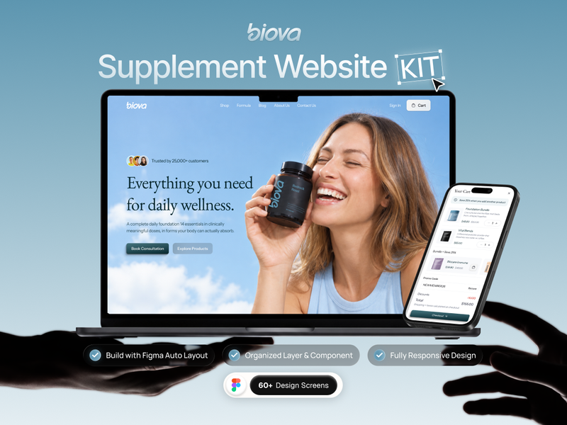 Biova - Supplement Website UI KIT - design asset by UI8