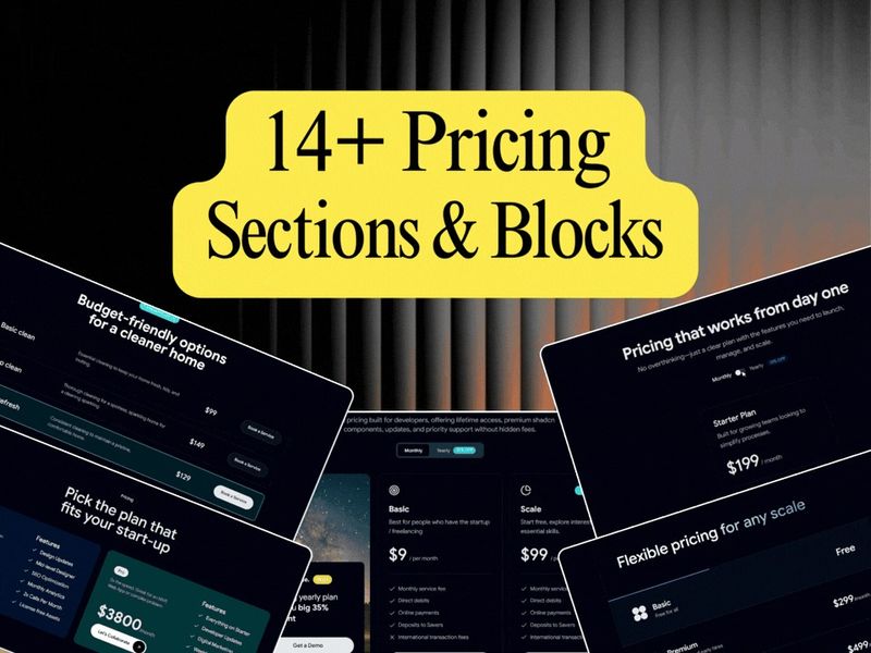 15 Shadcn Pricing Sections & Blocks