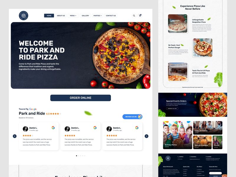 Pizza Restaurant Website UI/UX Design | Park & Ride Pizza