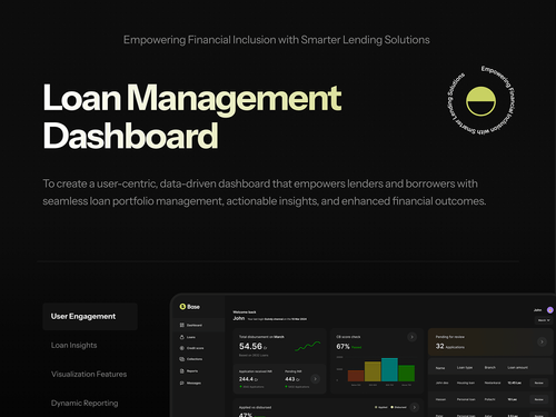 Dashboard UI/UX for loan management.