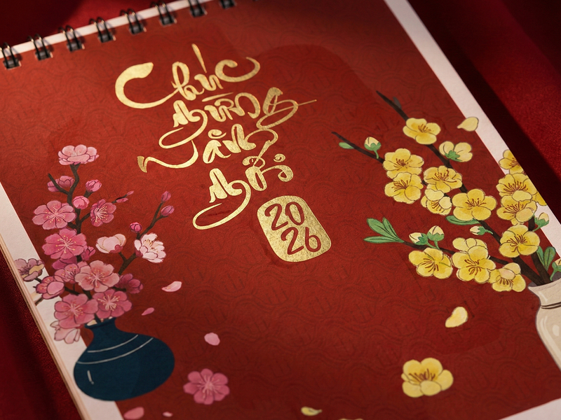 Vietnamese Lunar New Year Desk Calendar 2026 | Tết Table