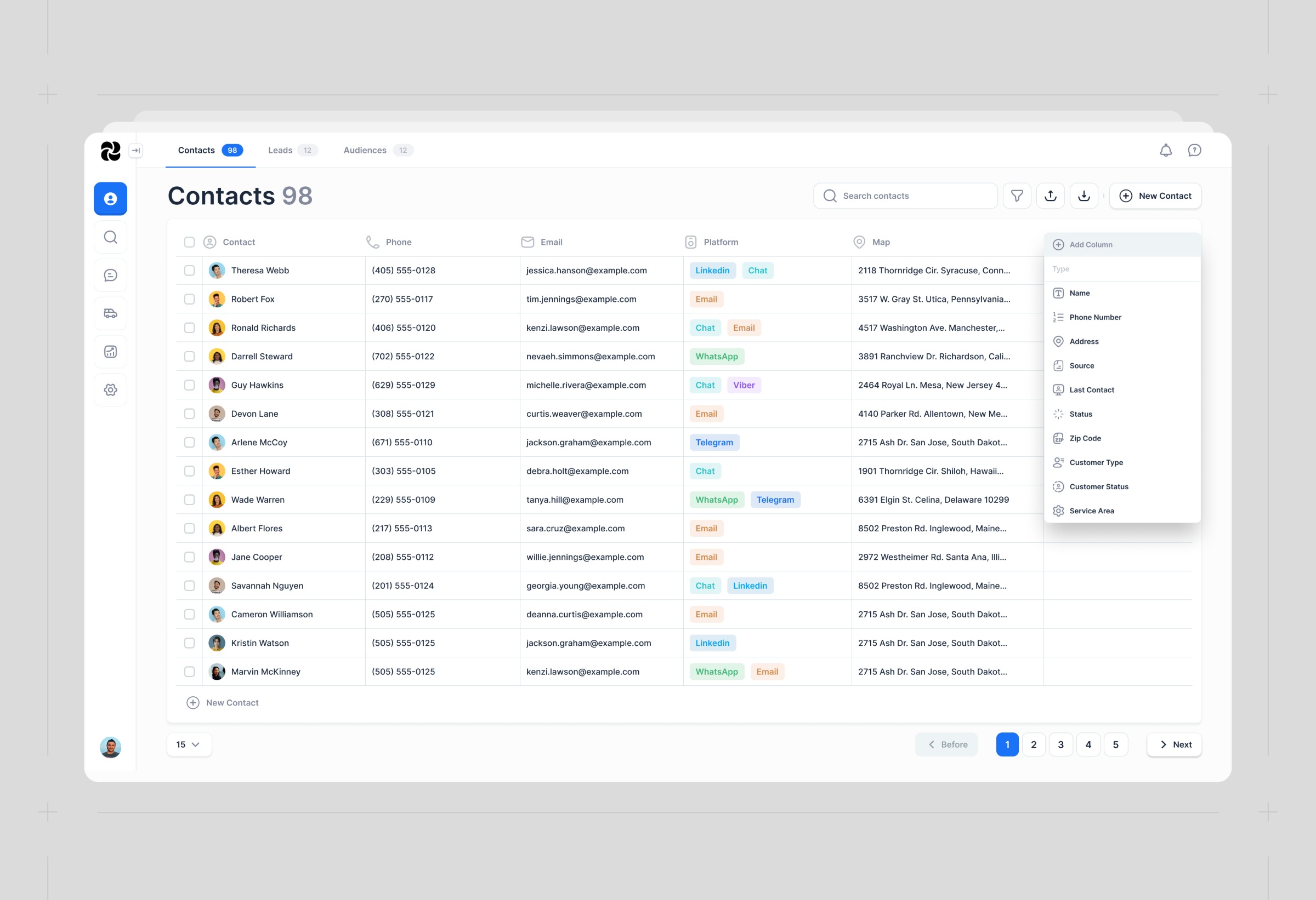 CRM - Contacts Home Page Design