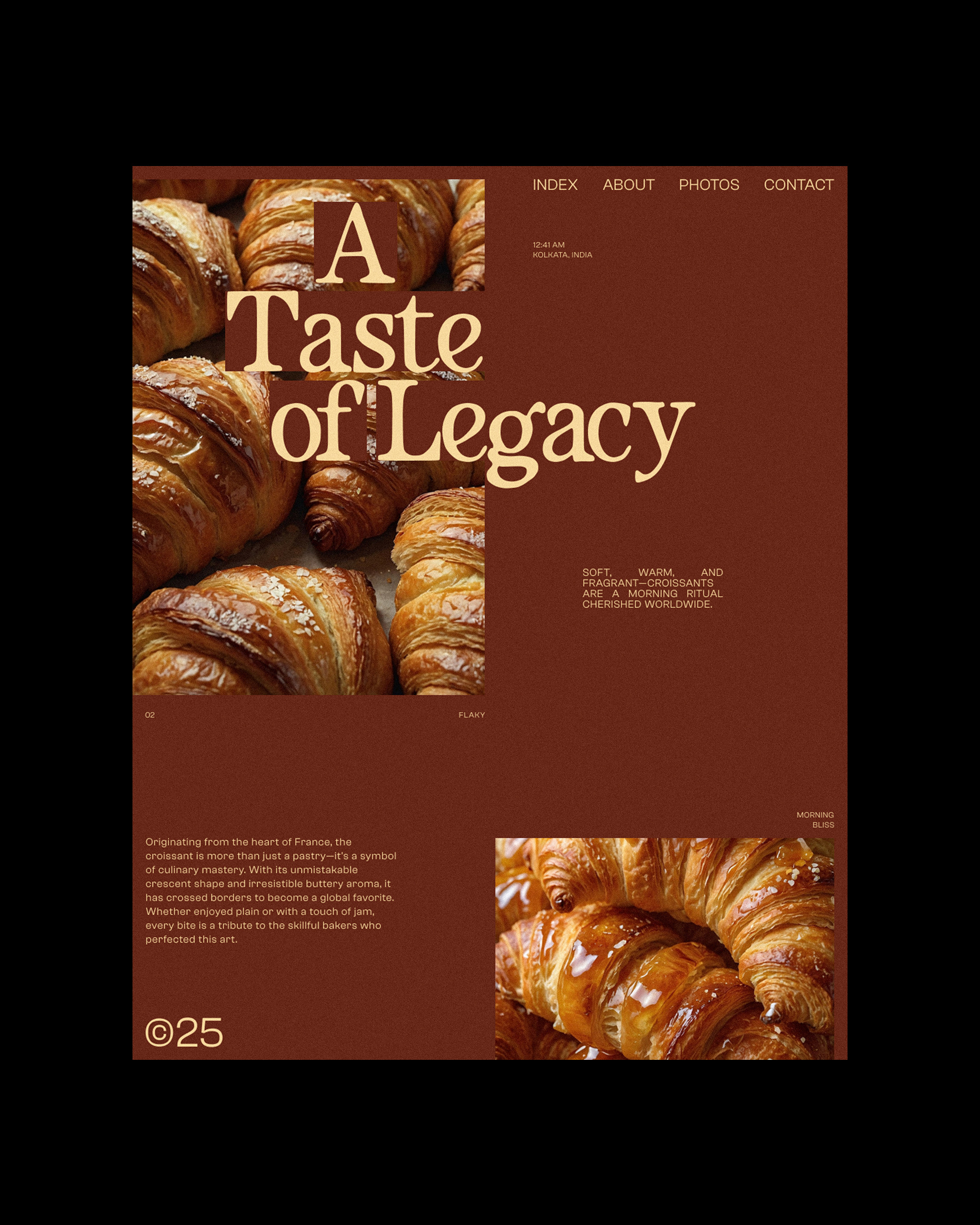 Editorial layout celebrating the art of the croissant. | Alprav Design - Brand Identity Designer Image 1