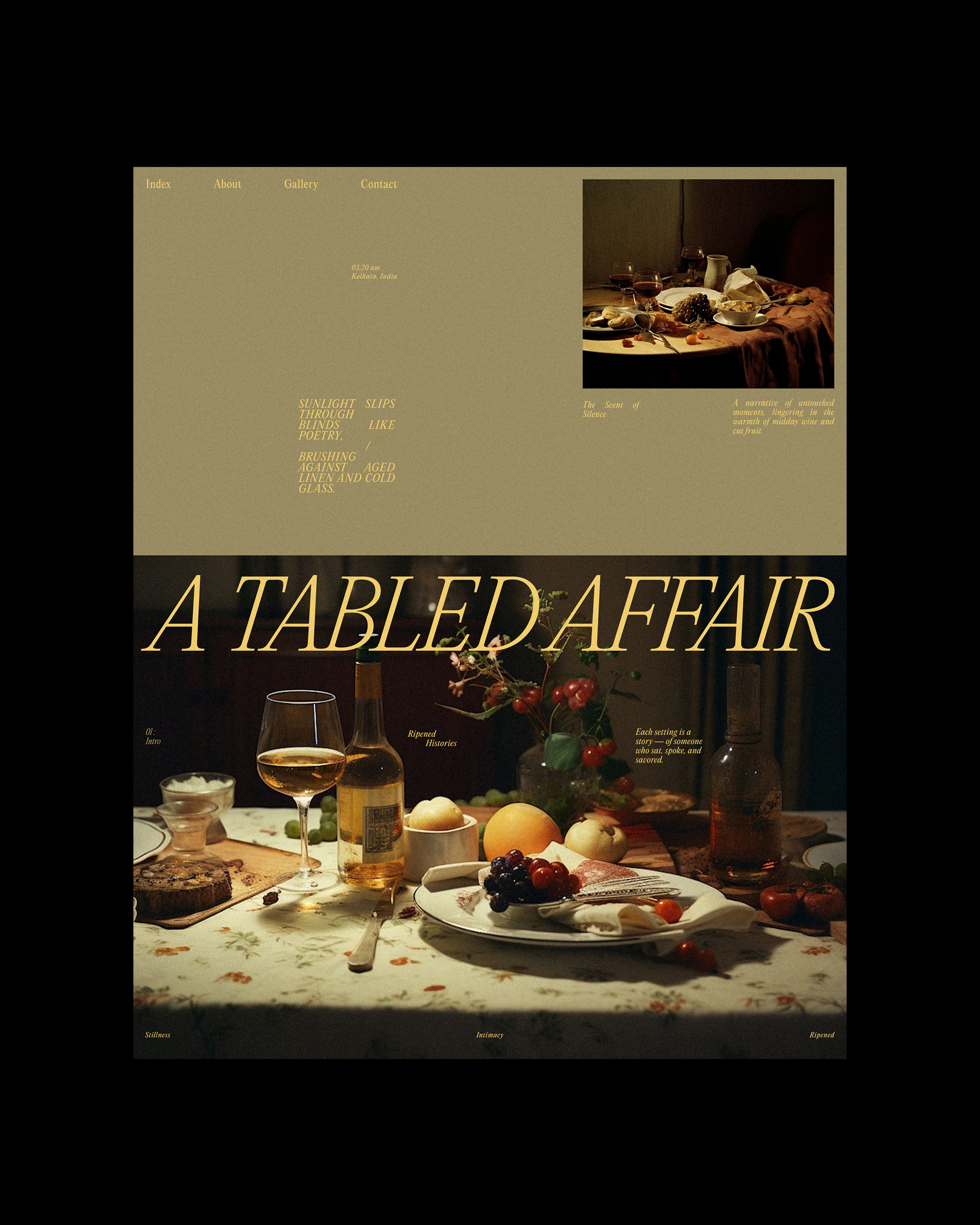 Crafted a quiet dialogue between light, texture, and layout — where still life meets Swiss grids in a tabled affair. | Alprav Design - Brand Identity Designer Image 0