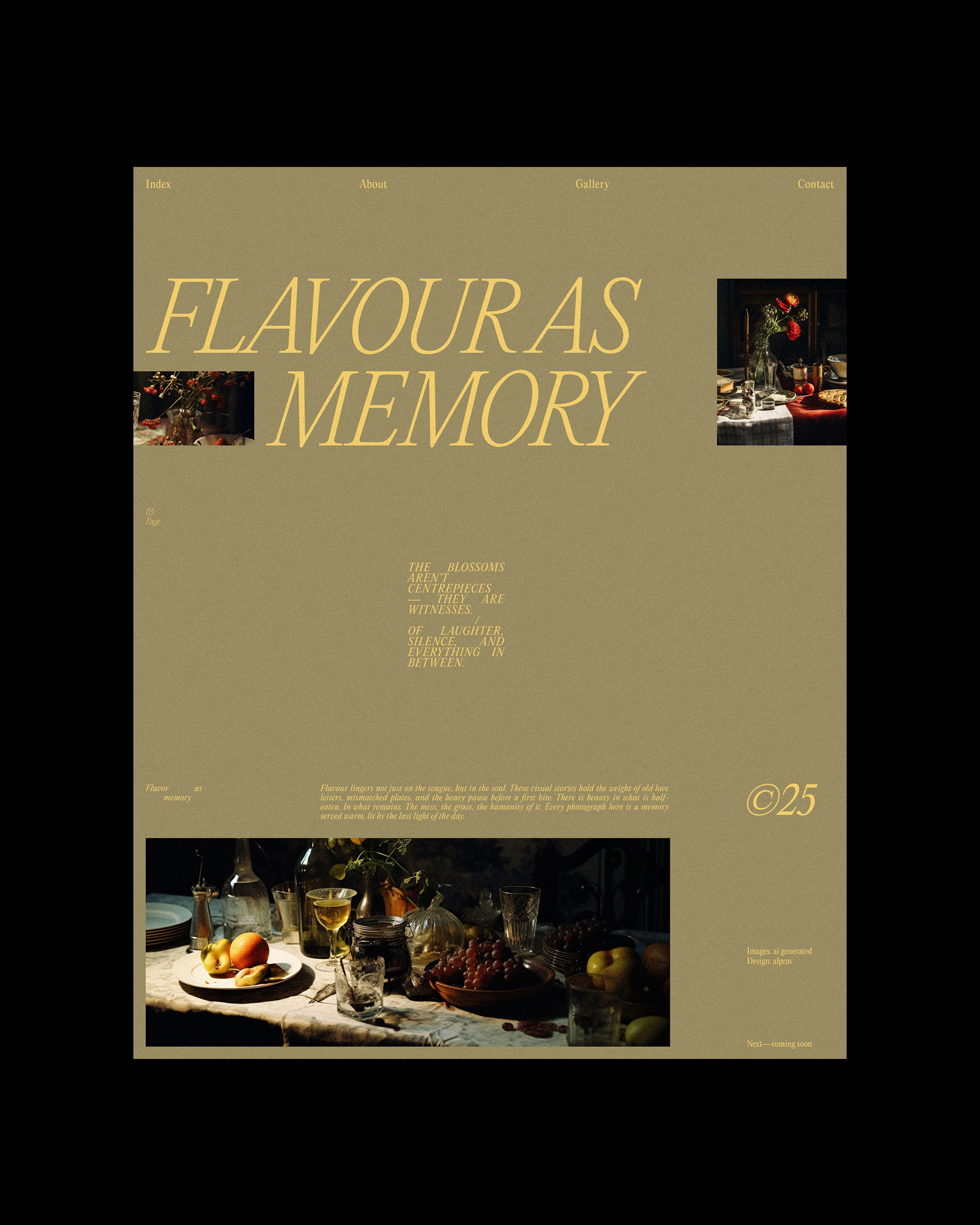 Crafted a quiet dialogue between light, texture, and layout — where still life meets Swiss grids in a tabled affair. | Alprav Design - Brand Identity Designer Image 2