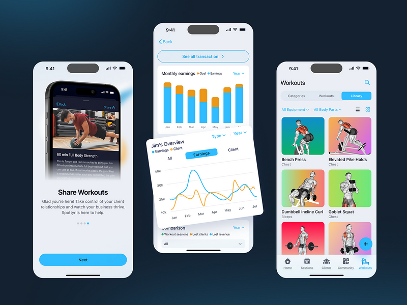 Spottyr - Fitness Coach Management App | Fitness UI/UX Design