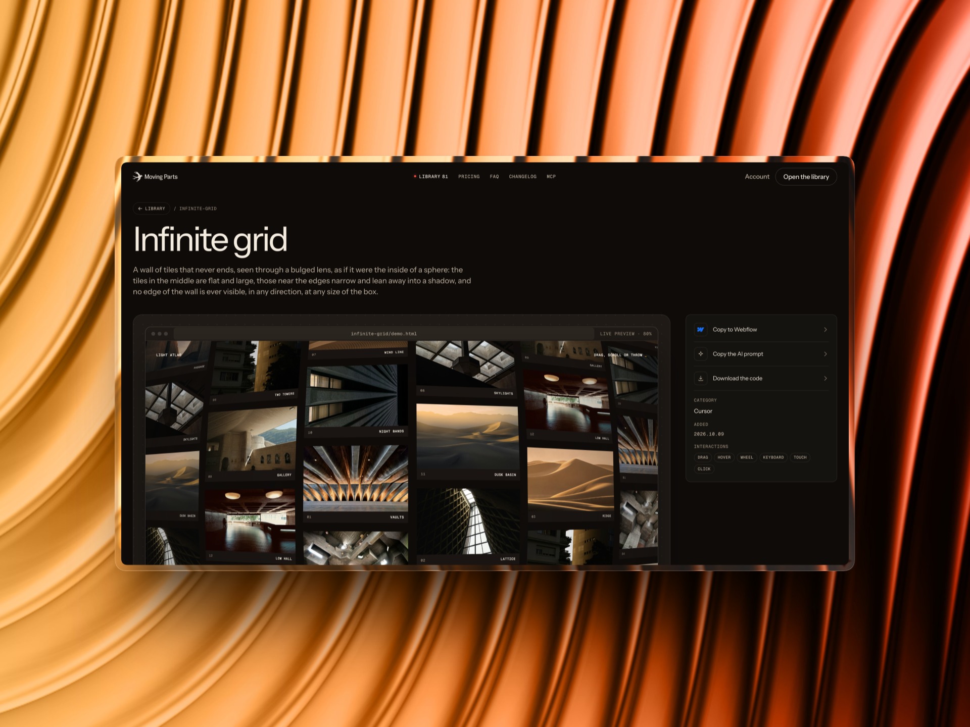 Award-level motion for Webflow, code and AI | Moving parts Image 1