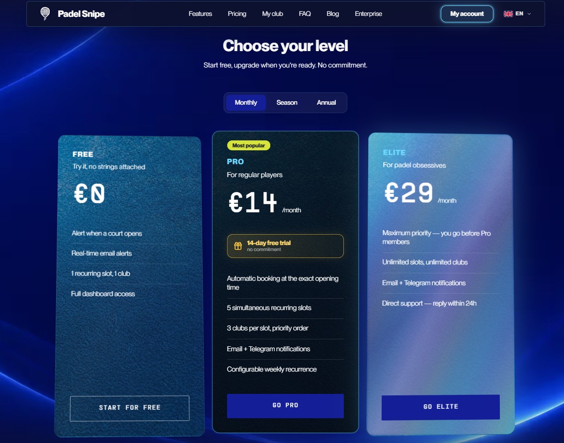 Padel Snipe — Automatic padel court booking Image 2