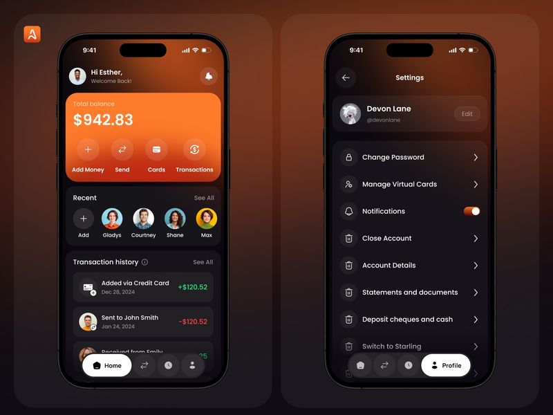 Settings Page | Finance Mobile App