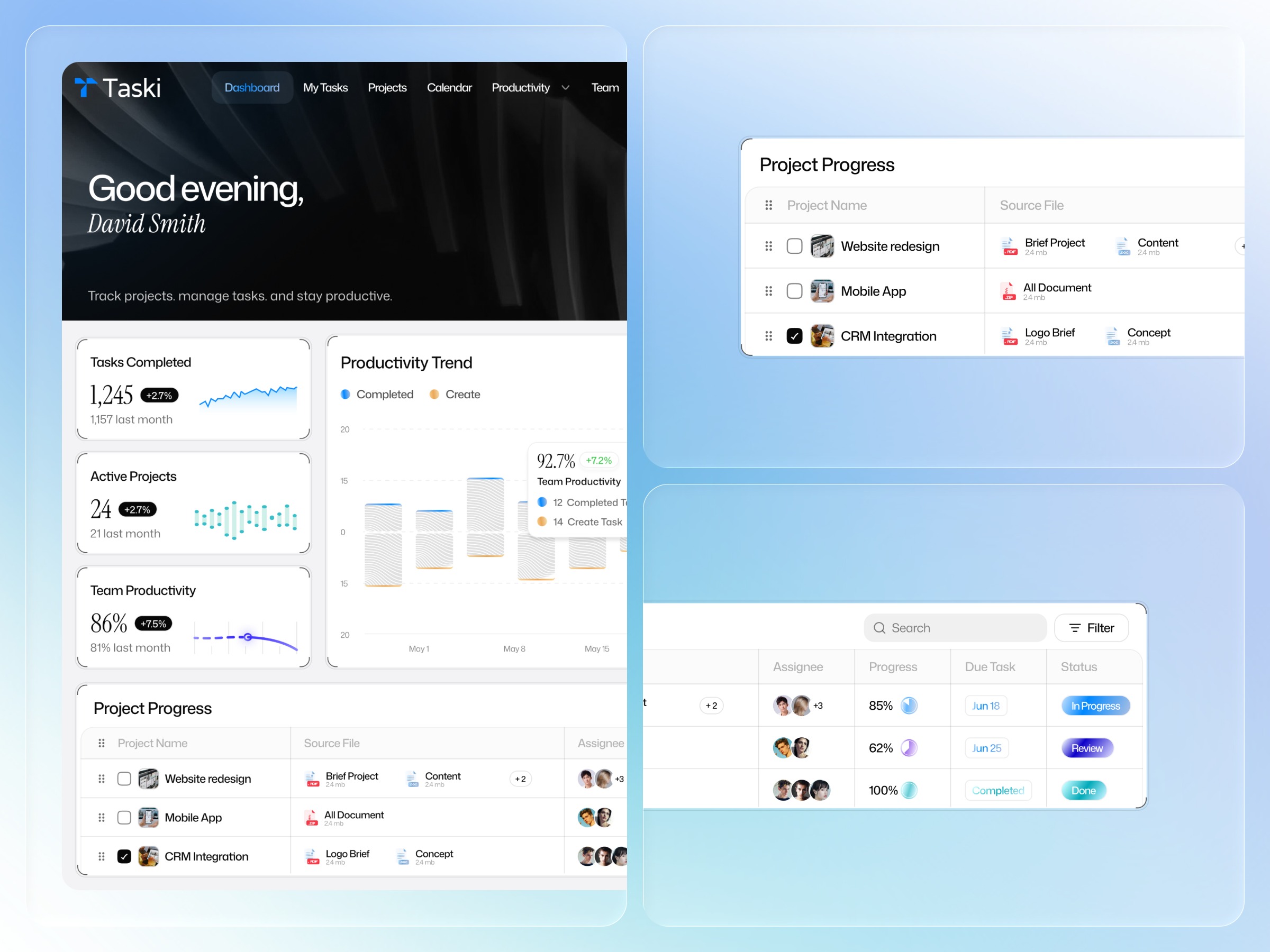 Project Management Dashboard - AI SaaS UI UX Image 3