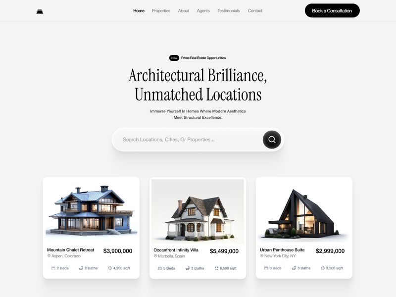 Minimal Luxury Property Marketplace 🏙️