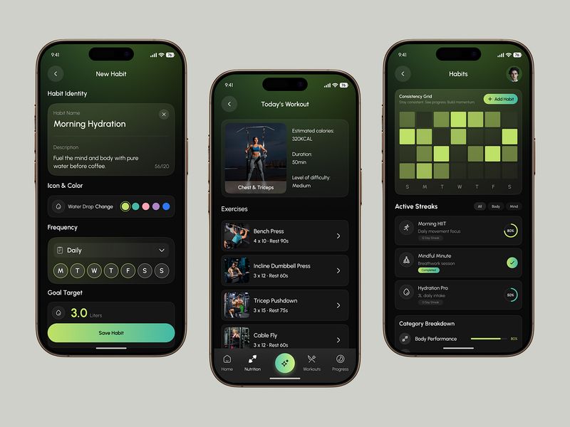 AI Fitness App UI/UX Design | Smart Workout & Habit Tracking