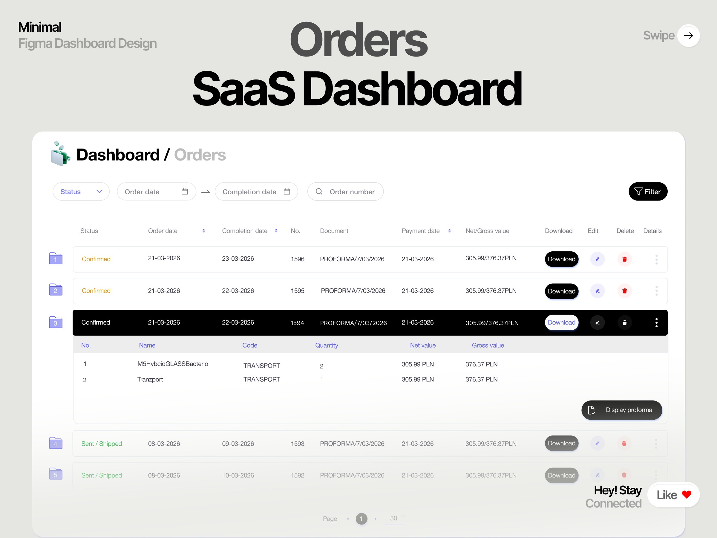 Minimalist SaaS Order Management Dashboard by Airzon Agency on Muzli